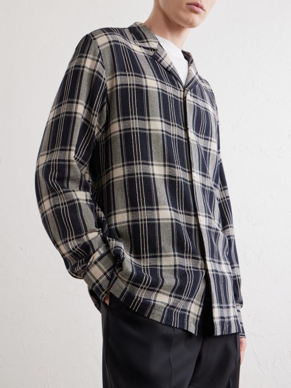 Eren Camp-Collar Checked Cotton-Blend Shirt - FR Eren Camp-Collar Checked Cotton-Blend Shirt - FR