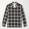 Eren Camp-Collar Checked Cotton-Blend Shirt Eren Camp-Collar Checked Cotton-Blend Shirt