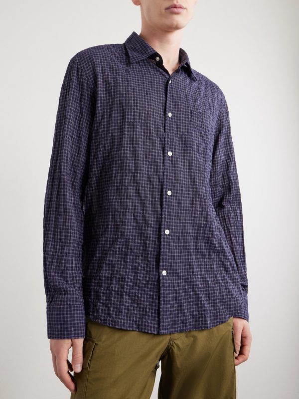 Benoit Checked Cotton-Blend Voile Shirt - FR Benoit Checked Cotton-Blend Voile Shirt - FR