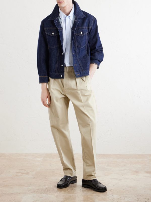 Straight-Leg Pleated Cotton-Twill Chinos - OU