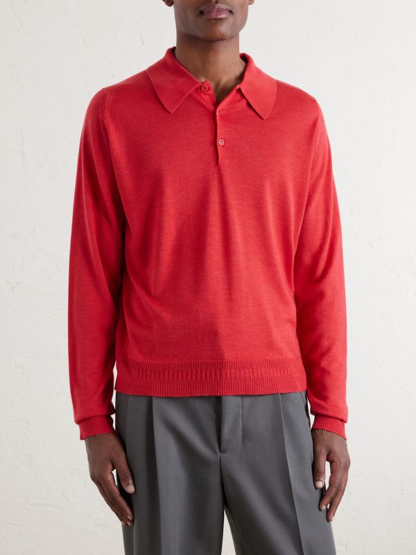+ Bill Nighy Cashmere and Silk-Blend Polo T-Shirt - FR + Bill Nighy Cashmere and Silk-Blend Polo T-Shirt - FR
