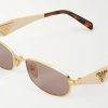 Round-Frame Gold-Tone and Acetate Sunglasses - CU