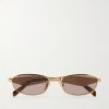 Round-Frame Gold-Tone and Acetate Sunglasses