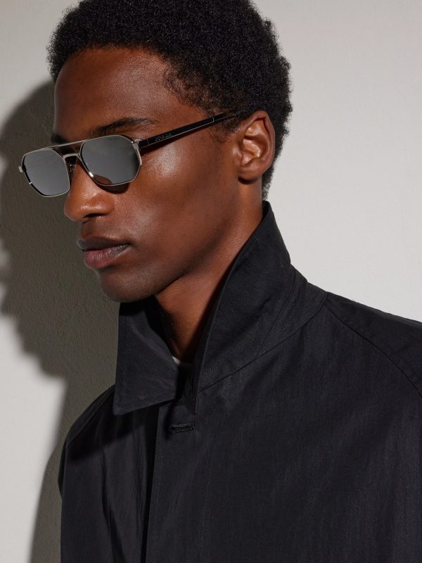Aviator-Style Silver-Tone Sunglasses - BK