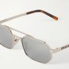Aviator-Style Silver-Tone Sunglasses - CU