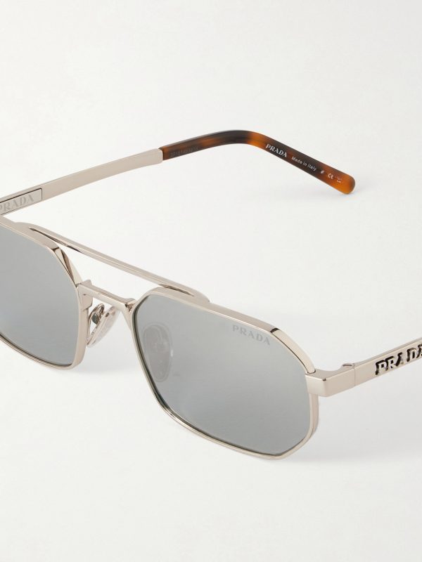 Aviator-Style Silver-Tone Sunglasses - CU