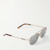 Aviator-Style Silver-Tone Sunglasses - FR