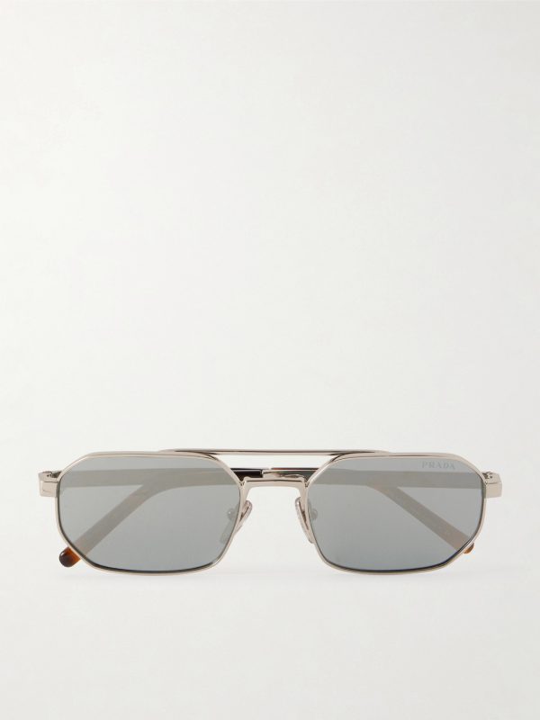 Aviator-Style Silver-Tone Sunglasses