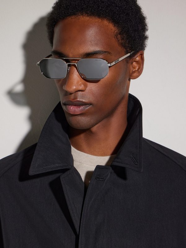 Aviator-Style Silver-Tone Sunglasses - OU