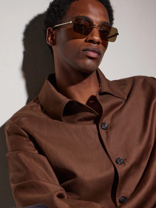 Square-Frame Gold-Tone Sunglasses - BK Square-Frame Gold-Tone Sunglasses - BK