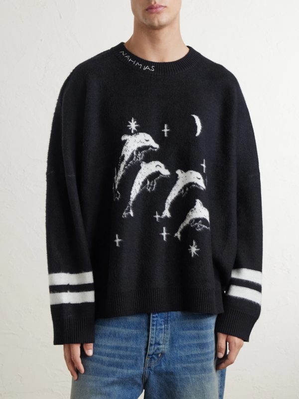 Dolphin Dreams Logo-Embroidered Cotton and Wool-Blend Sweater - FR Dolphin Dreams Logo-Embroidered Cotton and Wool-Blend Sweater - FR