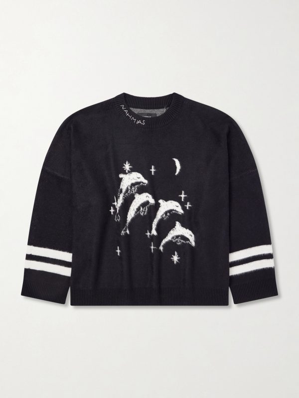 Dolphin Dreams Logo-Embroidered Cotton and Wool-Blend Sweater Dolphin Dreams Logo-Embroidered Cotton and Wool-Blend Sweater