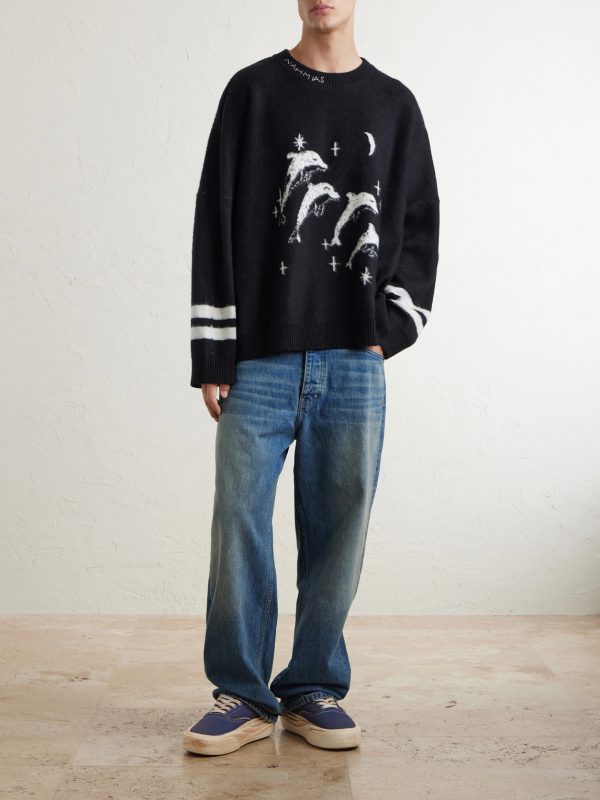 Dolphin Dreams Logo-Embroidered Cotton and Wool-Blend Sweater - OU Dolphin Dreams Logo-Embroidered Cotton and Wool-Blend Sweater - OU