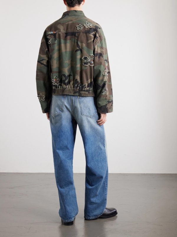 Embellished Printed Cotton-Twill Bomber Jacket - BK Embellished Printed Cotton-Twill Bomber Jacket - BK