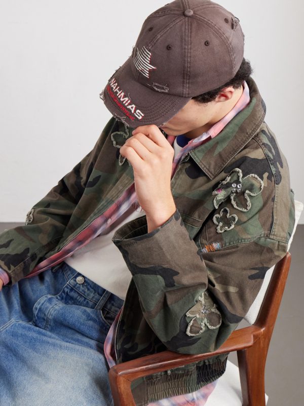 Embellished Printed Cotton-Twill Bomber Jacket - CU Embellished Printed Cotton-Twill Bomber Jacket - CU