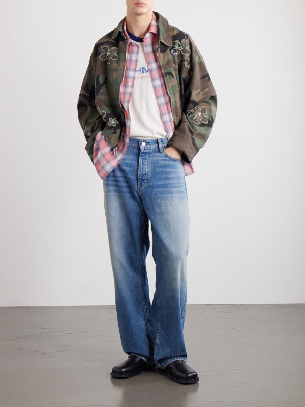 Embellished Printed Cotton-Twill Bomber Jacket - OU Embellished Printed Cotton-Twill Bomber Jacket - OU