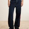 Destroyed Wide-Leg Striped Jeans - FR Destroyed Wide-Leg Striped Jeans - FR