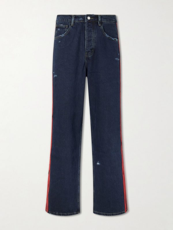 Destroyed Wide-Leg Striped Jeans Destroyed Wide-Leg Striped Jeans