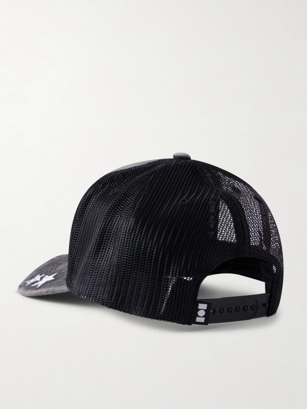 Youth Enrichment Embroidered Distressed Cotton and Mesh Trucker Cap - BK Youth Enrichment Embroidered Distressed Cotton and Mesh Trucker Cap - BK