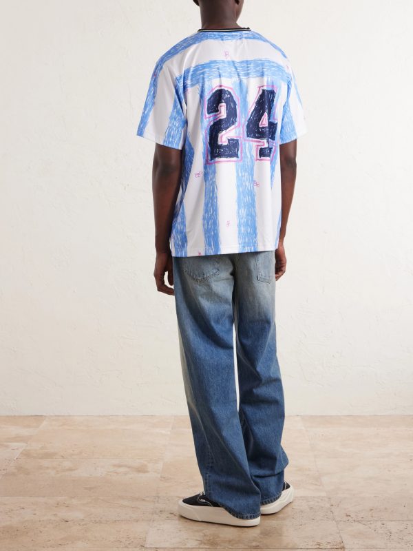 Scribble Logo-Print Striped Jersey T-Shirt - BK Scribble Logo-Print Striped Jersey T-Shirt - BK