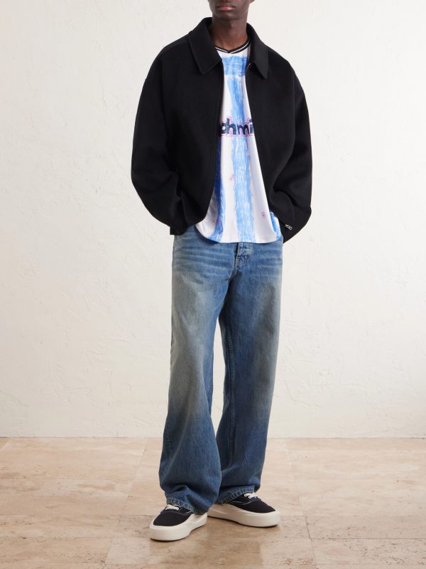 Scribble Logo-Print Striped Jersey T-Shirt - OU Scribble Logo-Print Striped Jersey T-Shirt - OU