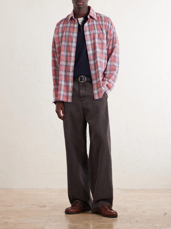 Checked Cotton-Blend Shirt - OU Checked Cotton-Blend Shirt - OU