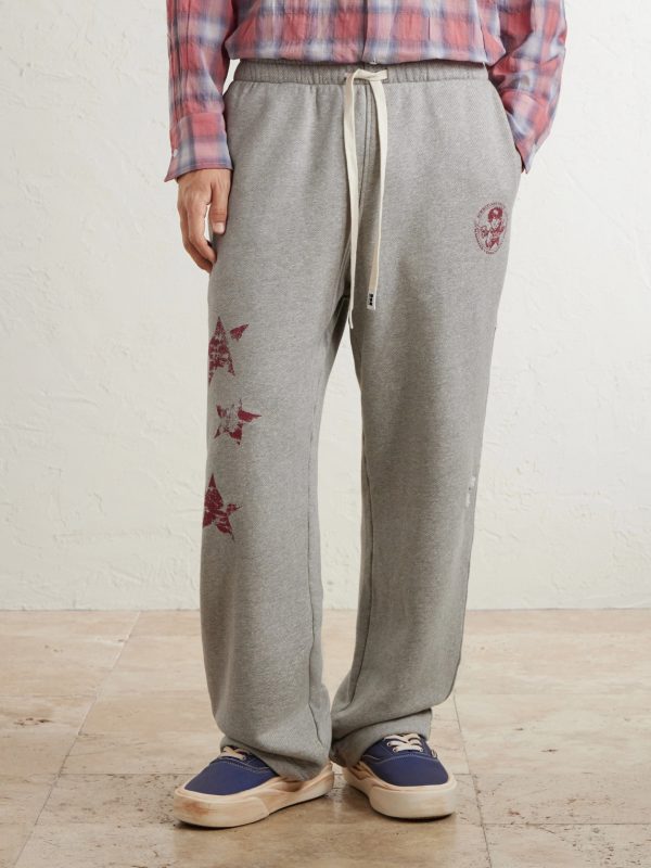 Youth Enrichment Wide-Leg Logo-Print Distressed Cotton Sweatpants - FR Youth Enrichment Wide-Leg Logo-Print Distressed Cotton Sweatpants - FR