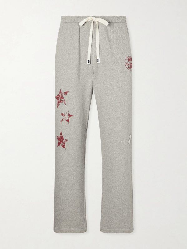Youth Enrichment Wide-Leg Logo-Print Distressed Cotton Sweatpants Youth Enrichment Wide-Leg Logo-Print Distressed Cotton Sweatpants