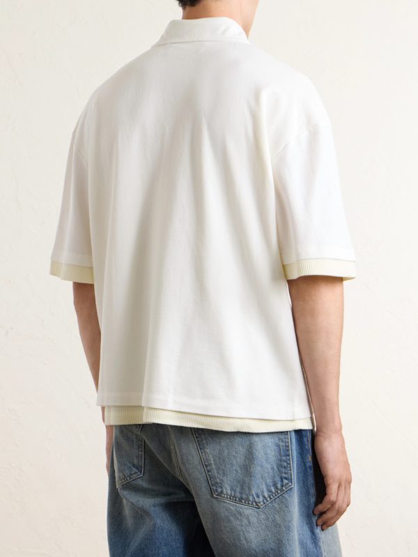 Destroyed Logo-Print Pointelle-Knit Cotton Polo Shirt - BK