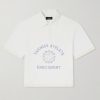 Destroyed Logo-Print Pointelle-Knit Cotton Polo Shirt
