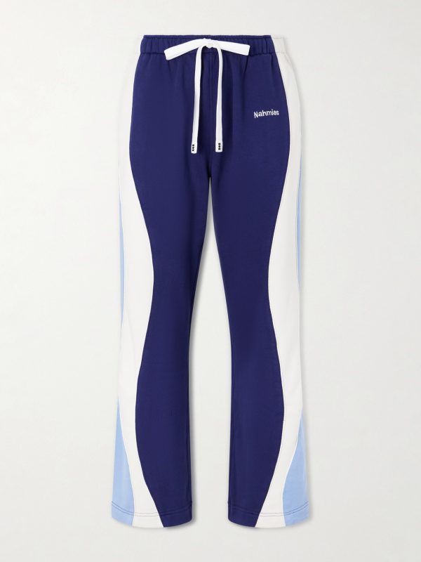 Ollie Wide-Leg Striped Cotton-Jersey Sweatpants Ollie Wide-Leg Striped Cotton-Jersey Sweatpants