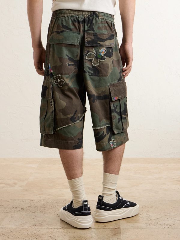 Wide-Leg Printed Cotton Shorts - BK Wide-Leg Printed Cotton Shorts - BK