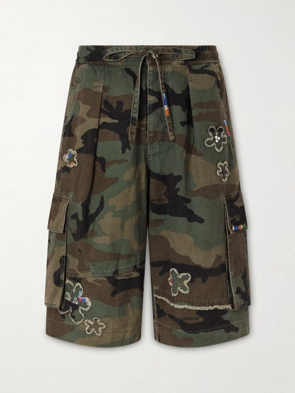 Wide-Leg Printed Cotton Shorts Wide-Leg Printed Cotton Shorts