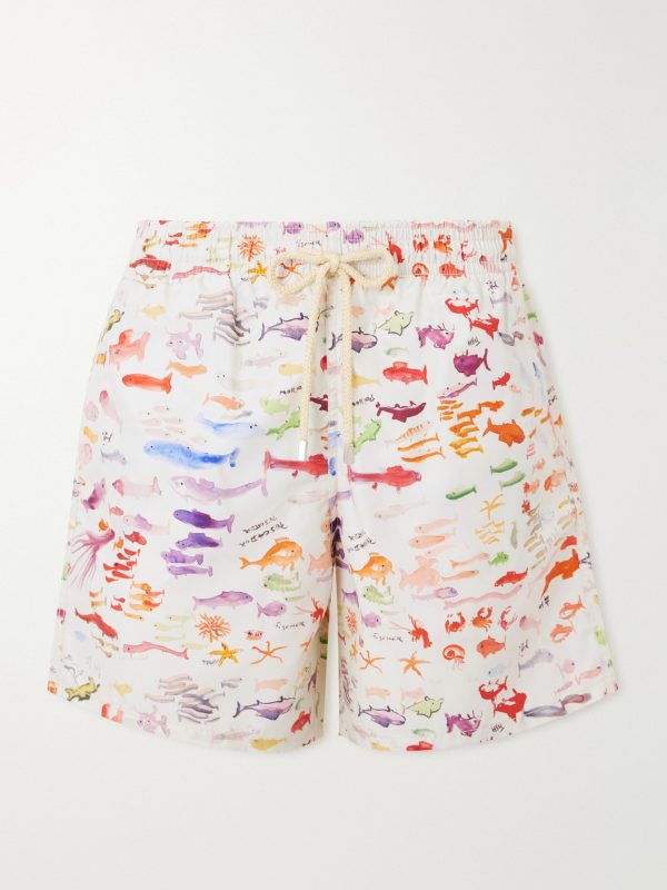 Moorea Straight-Leg Mid-Length Printed Recycled Swim Shorts Moorea Straight-Leg Mid-Length Printed Recycled Swim Shorts