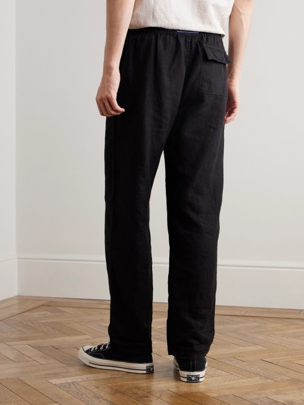 Pacha Straight-Leg Linen Drawstring Trousers - BK