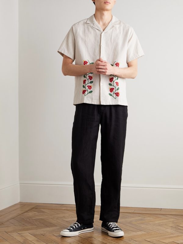 Pacha Straight-Leg Linen Drawstring Trousers - OU