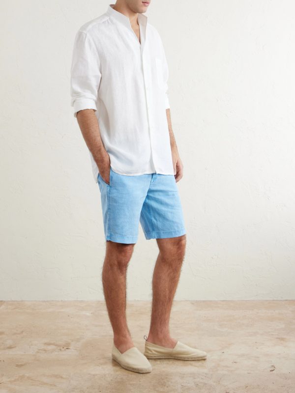 Straight-Leg Garment-Dyed Linen Shorts - OU Straight-Leg Garment-Dyed Linen Shorts - OU