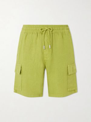 Straight-Leg Linen Drawstring Cargo Shorts