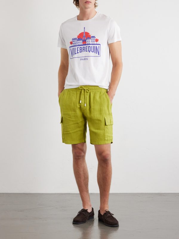 Straight-Leg Linen Drawstring Cargo Shorts - OU Straight-Leg Linen Drawstring Cargo Shorts - OU