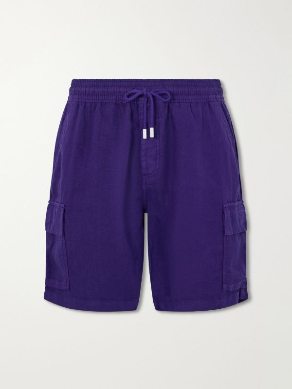 Straight-Leg Linen Drawstring Cargo Shorts Straight-Leg Linen Drawstring Cargo Shorts