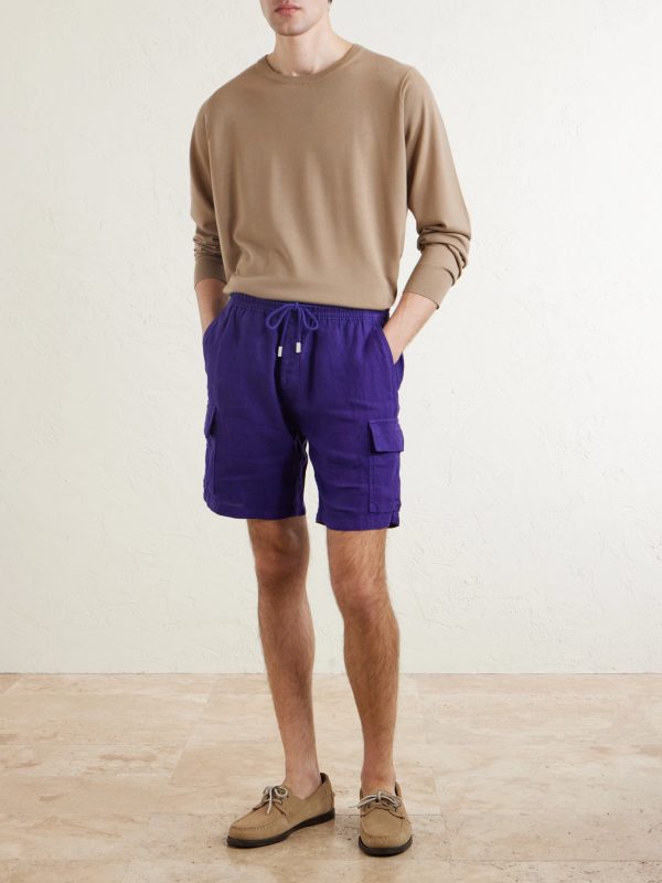 Straight-Leg Linen Drawstring Cargo Shorts - OU Straight-Leg Linen Drawstring Cargo Shorts - OU
