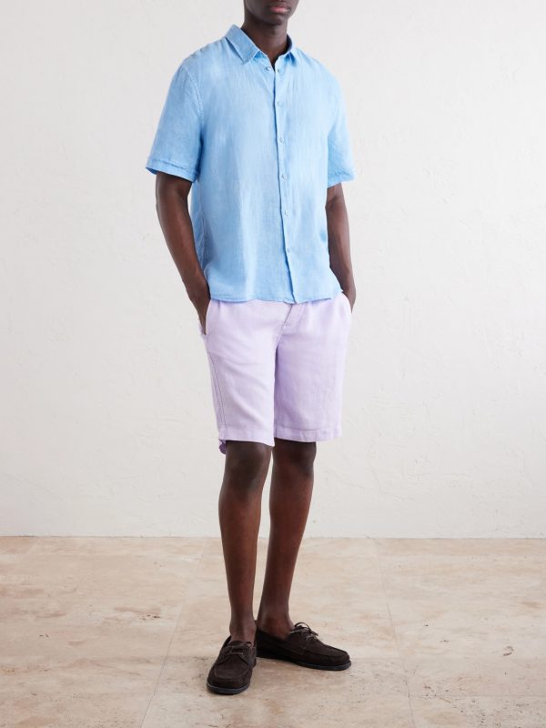 Straight-Leg Garment-Dyed Linen Shorts - OU Straight-Leg Garment-Dyed Linen Shorts - OU