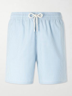 Moopea Straight-Leg Mid-Length Striped Wool-Blend Swim Shorts