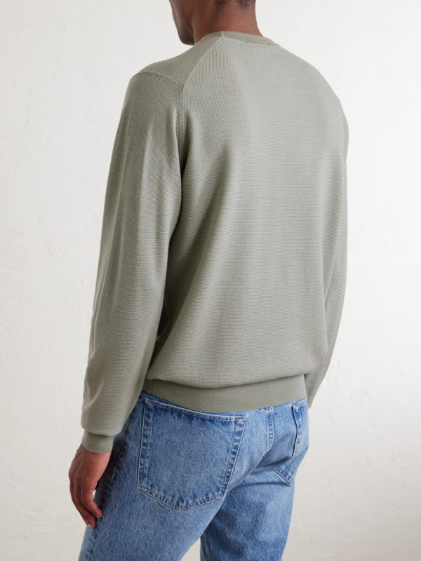 Honeycomb-Knit Merino Wool Sweater - BK