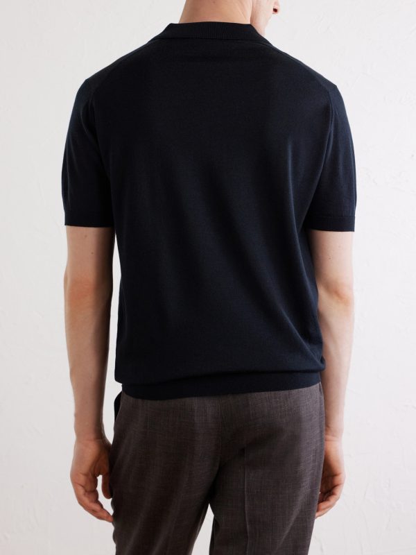 Macloud Knitted Merino Wool Polo Shirt - BK