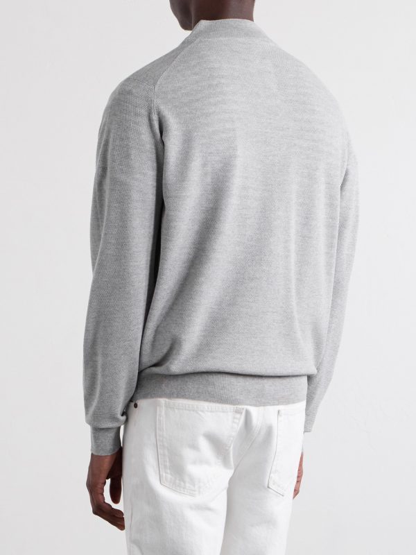 16.Singular Merino Wool Zip-Up Cardigan - BK