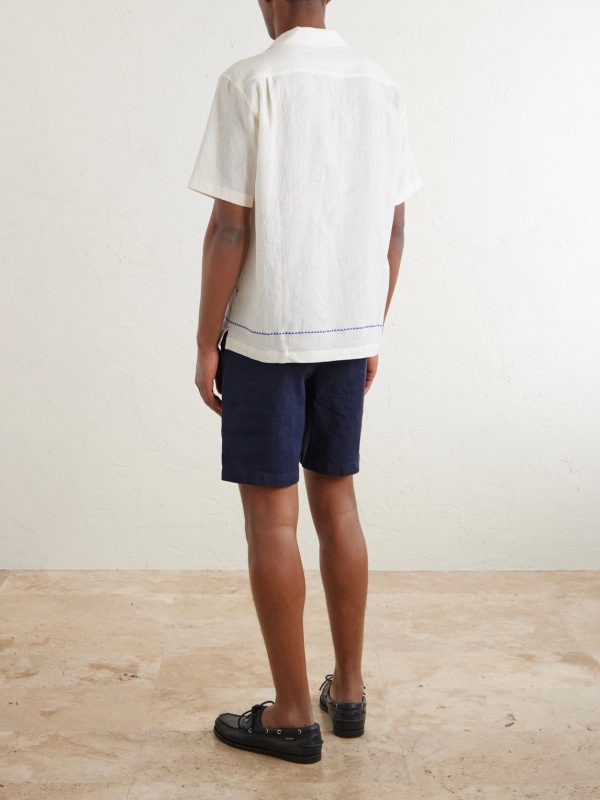 Maitan Camp-Collar Embroidered Cotton Shirt - BK Maitan Camp-Collar Embroidered Cotton Shirt - BK