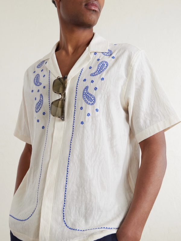 Maitan Camp-Collar Embroidered Cotton Shirt - CU Maitan Camp-Collar Embroidered Cotton Shirt - CU