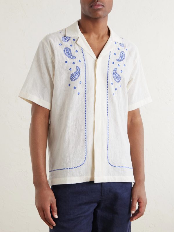 Maitan Camp-Collar Embroidered Cotton Shirt - FR Maitan Camp-Collar Embroidered Cotton Shirt - FR