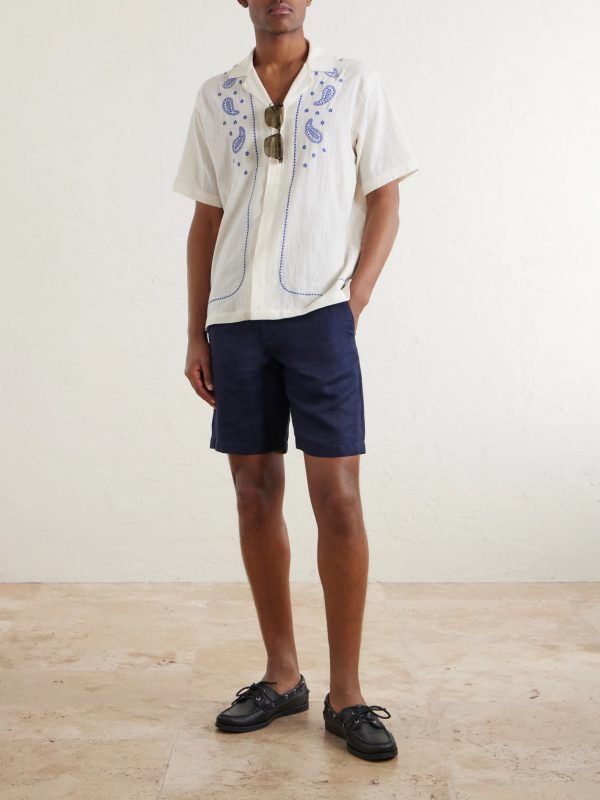 Maitan Camp-Collar Embroidered Cotton Shirt - OU Maitan Camp-Collar Embroidered Cotton Shirt - OU